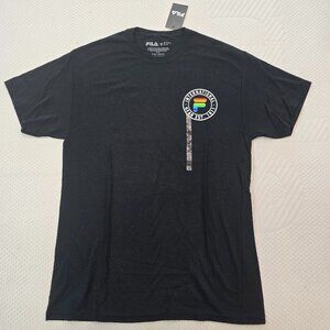 Fila Men's Black Short Sleeve TShirt w Logo Front & Back Size Medium